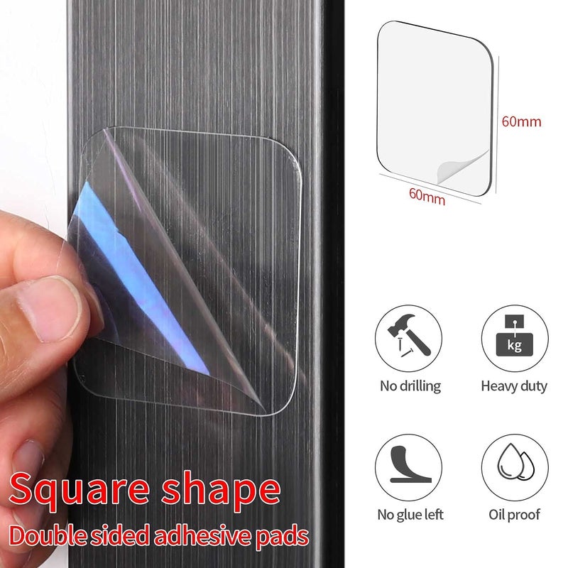 MILEQEE 20PCS Double Sided Adhesive Pads for Mounting, 2.36inx2.36in, Sticky Tack Double Sided Tape for Walls Hanging, Two Sided Pre-Cut Squares, 2 Sided Nano Wall Mount Heavy Duty Pad Clear - Image 2